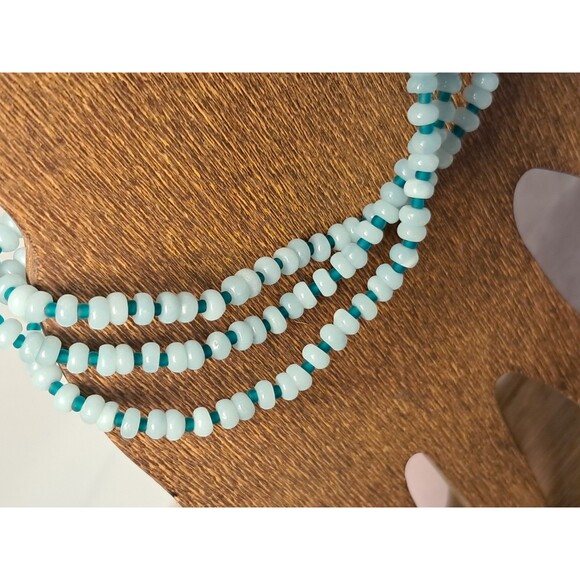 Peyote Bird 3 Strand Blue Peruvian Opal Rondelle Gemstones 7.5" Bracelet NWT - Picture 3 of 9